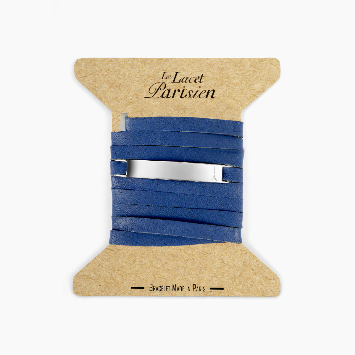 bracelet homme personnalisable argent et cuir bleu