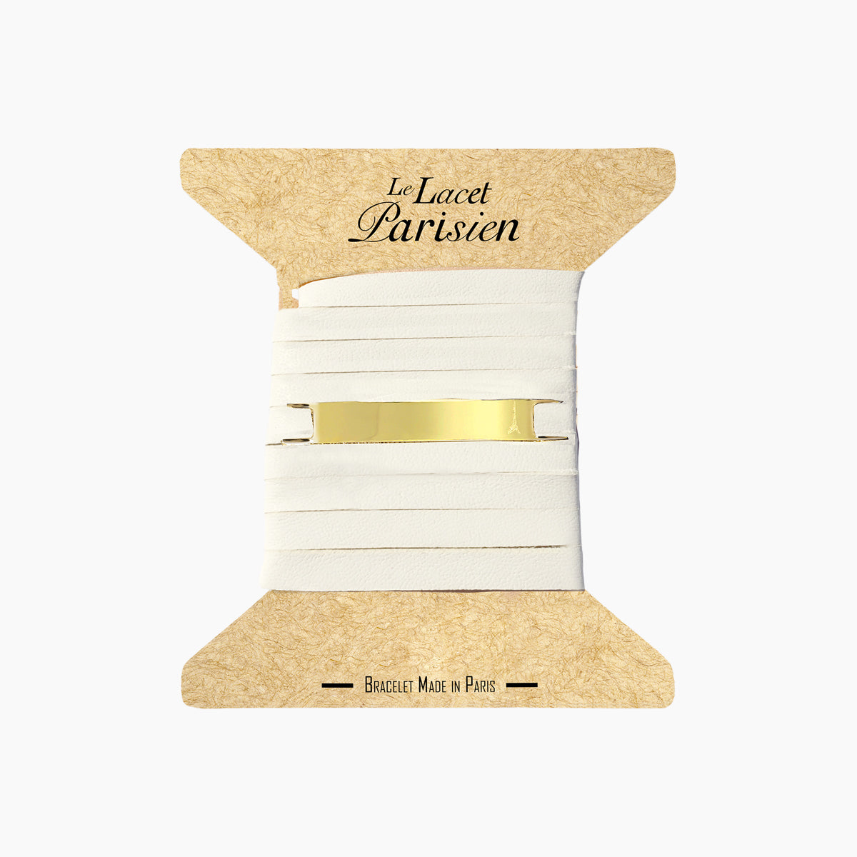 Bracelet personnalisable en cuir blanc et or