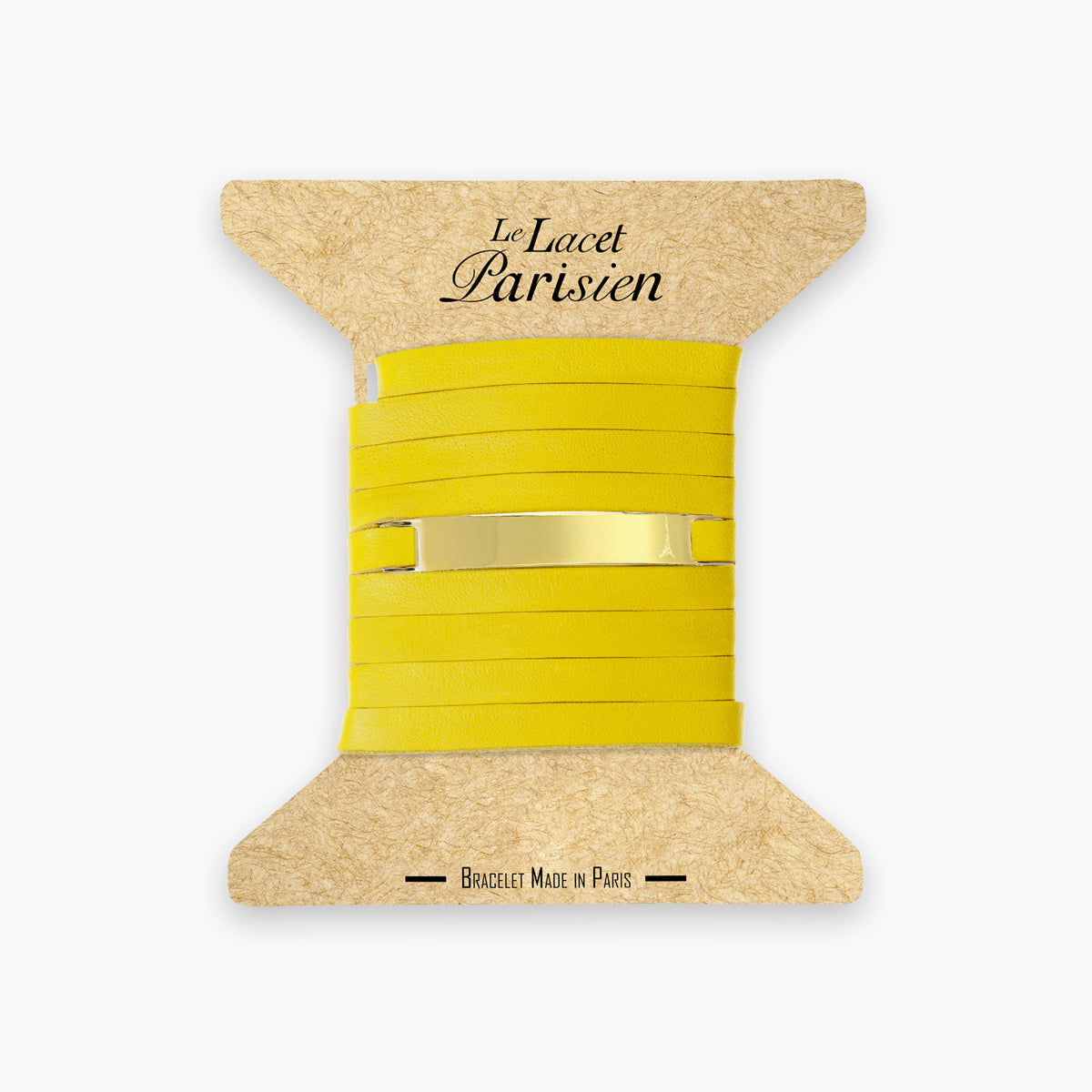 Bracelet personnalisable en cuir jaune et or