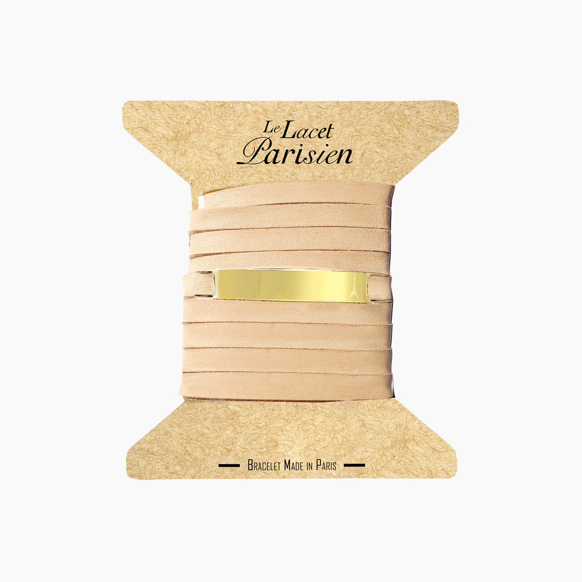 Bracelet personnalisable en cuir naturel et or