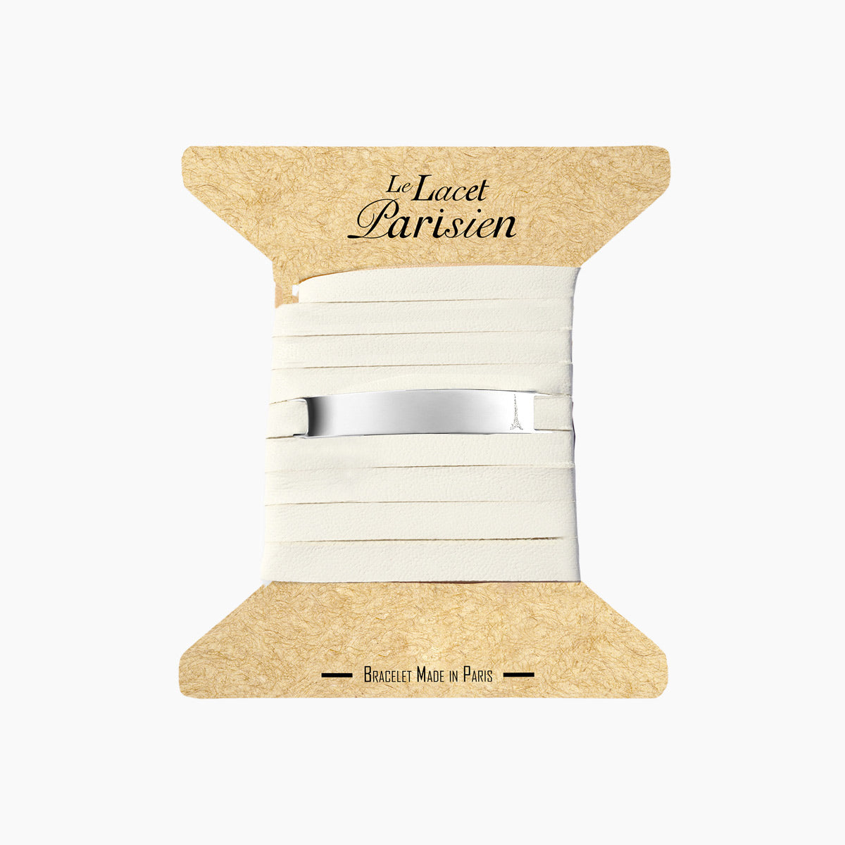 bracelet personnalisé cuir blanc argent