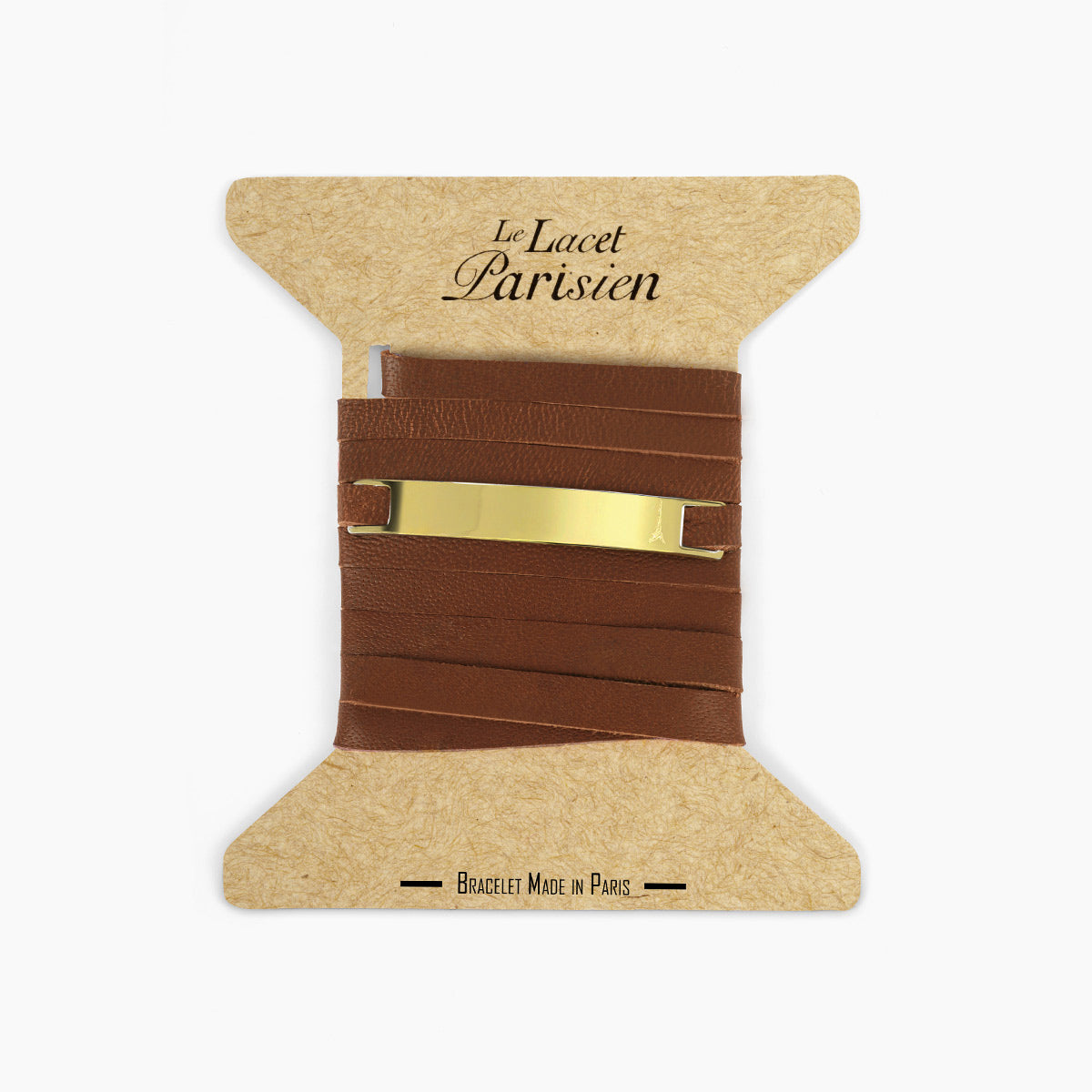 bracelet personnalisé cuir marron et or