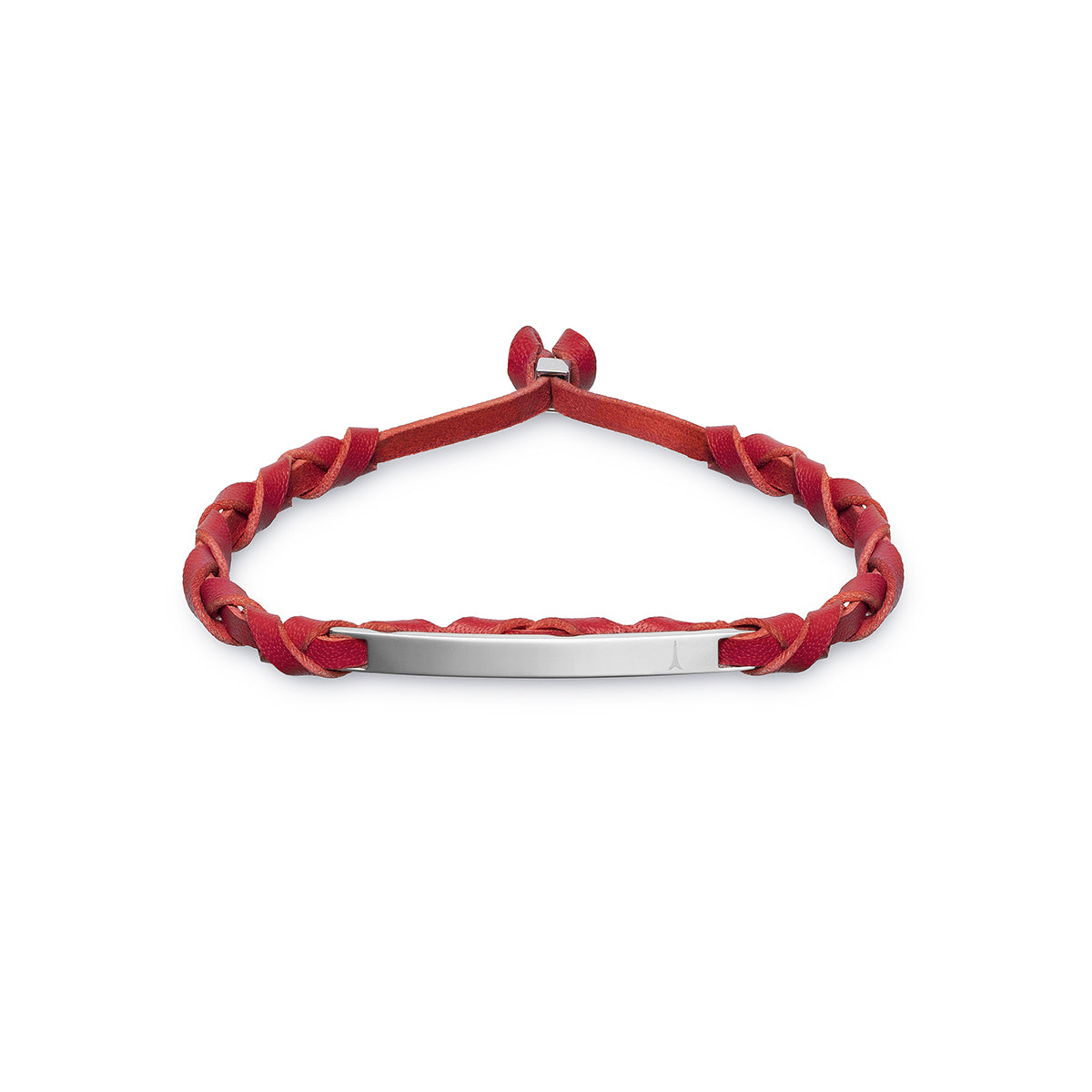 Bracelet cuir rouge tressé