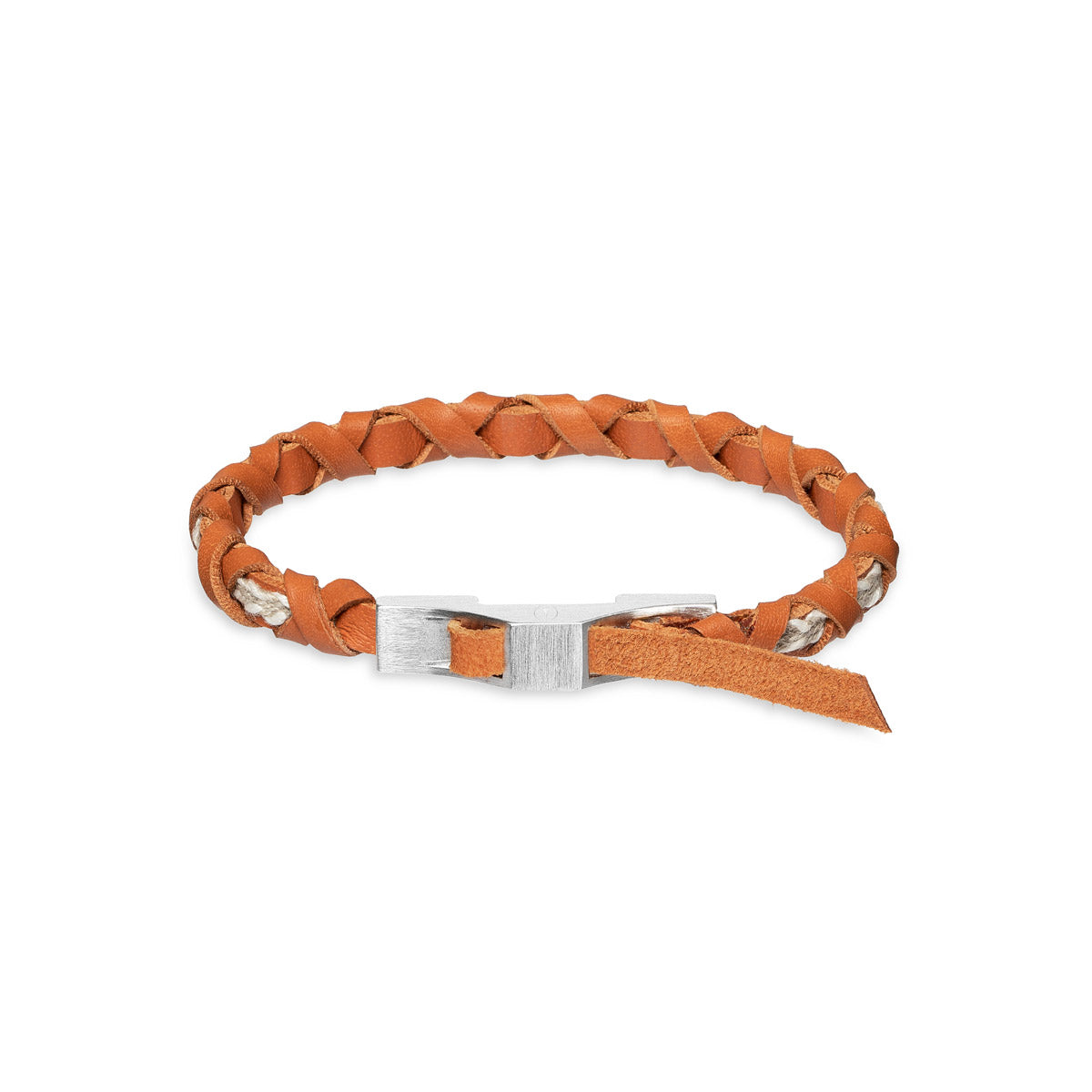 Bracelet cuir tressé camel