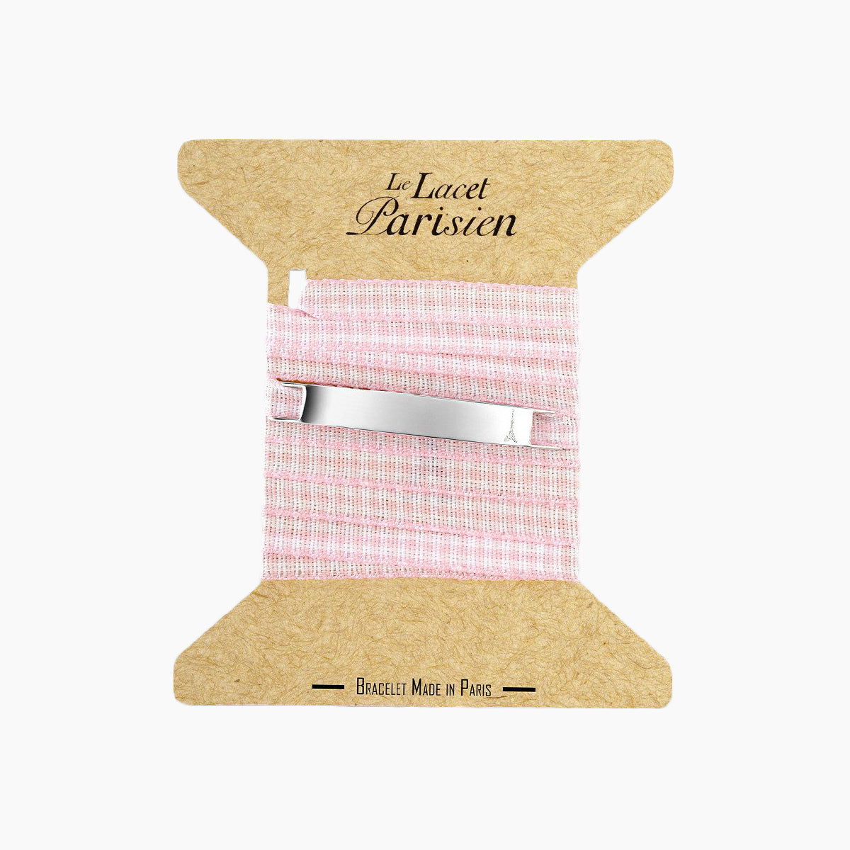 Bracelet fille tissu vichy rose pale