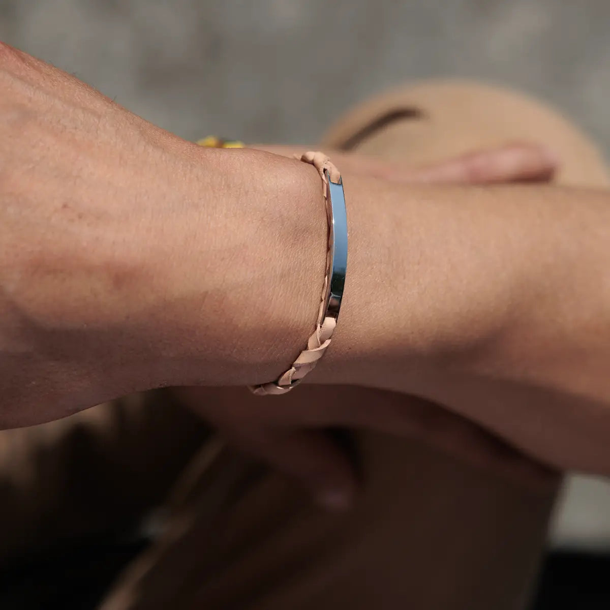 bracelet tressé cuir naturel