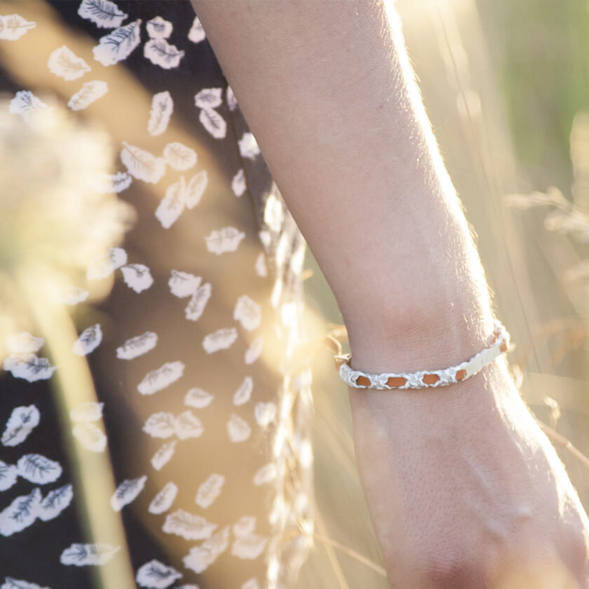 bracelet femme camel ecru