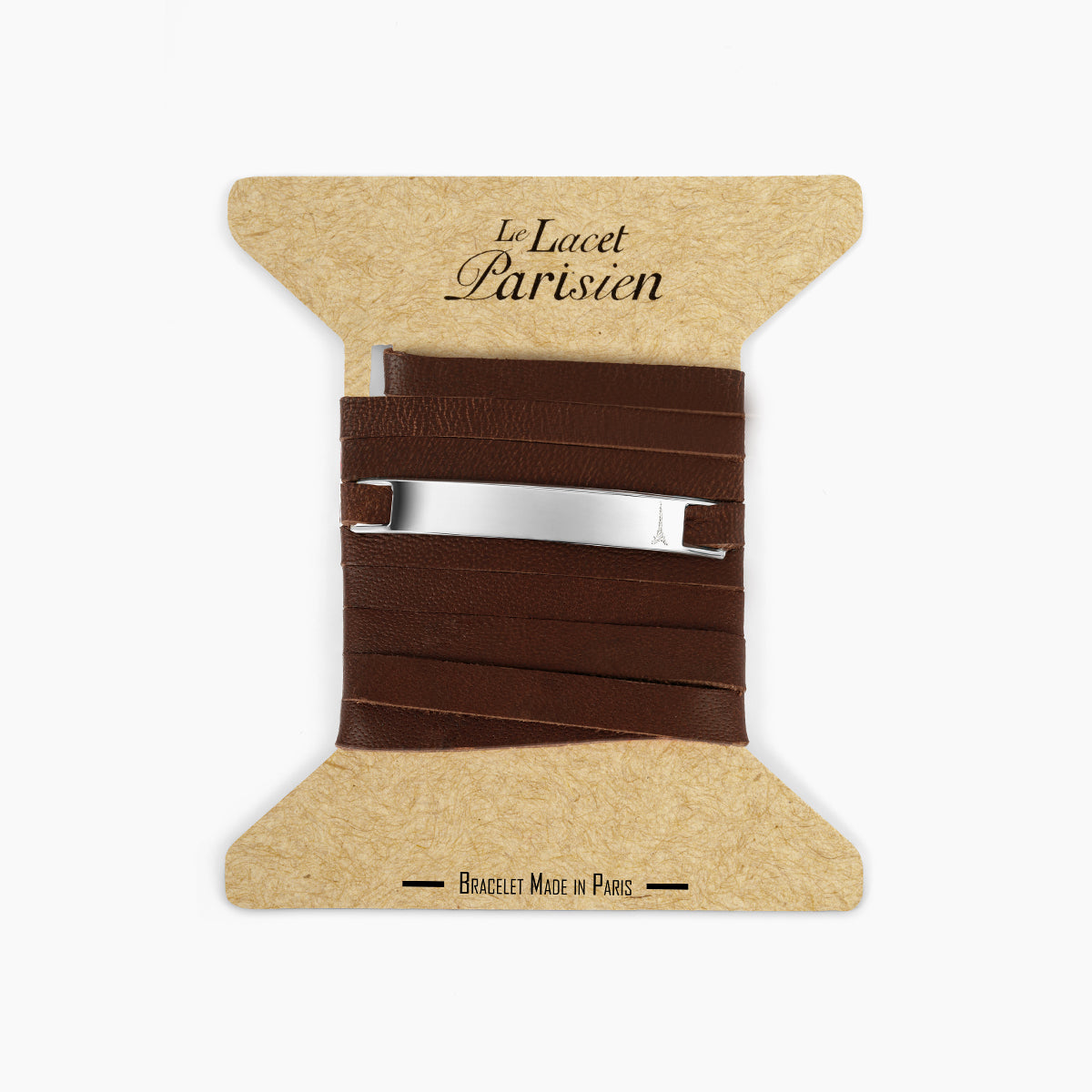 bracelet homme personnalisable argent et cuir moka