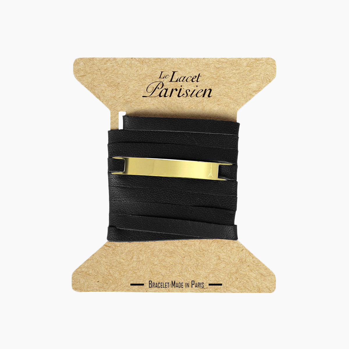Bracelet personnalisable en cuir noir or