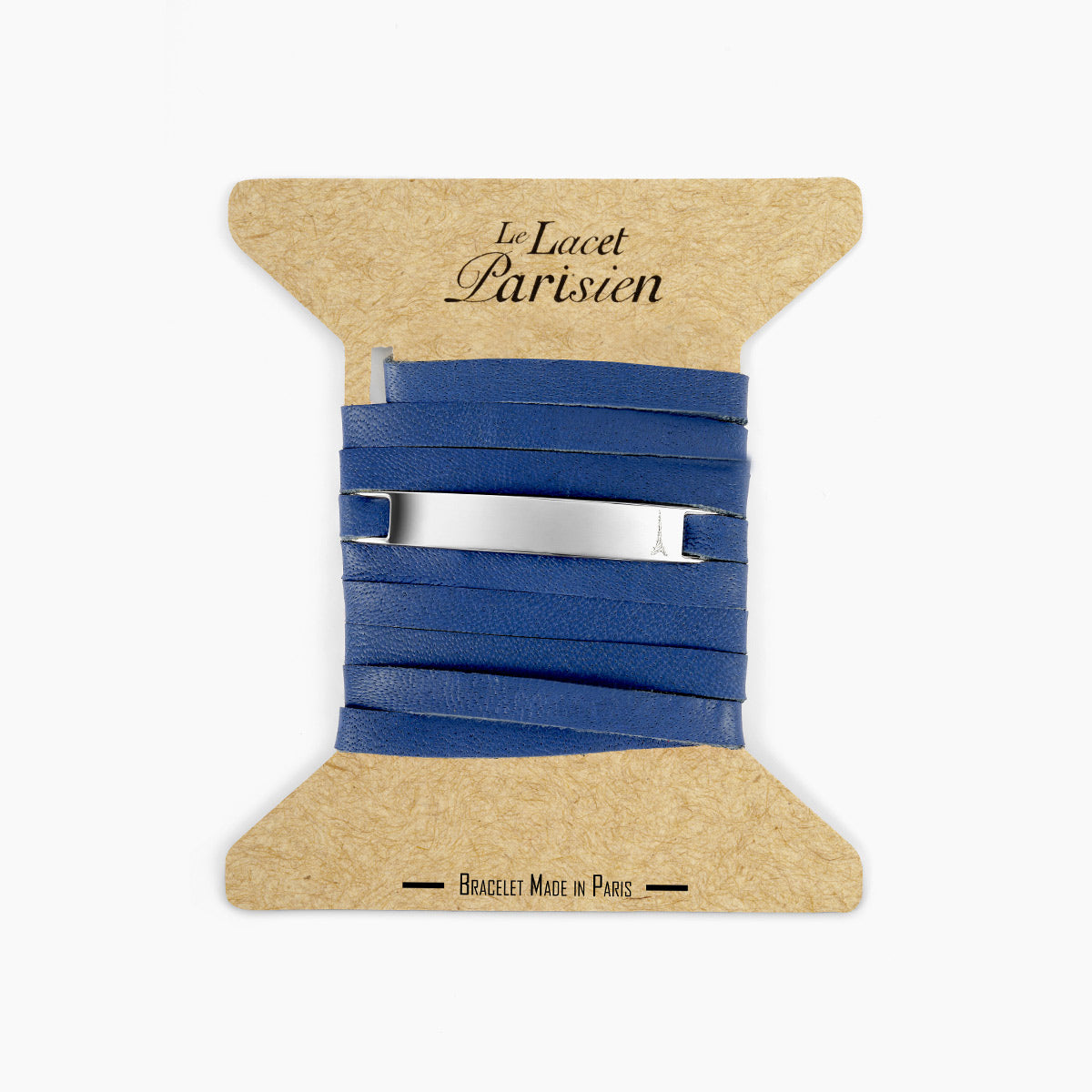 Bracelet personnalisé cuir bleu argent