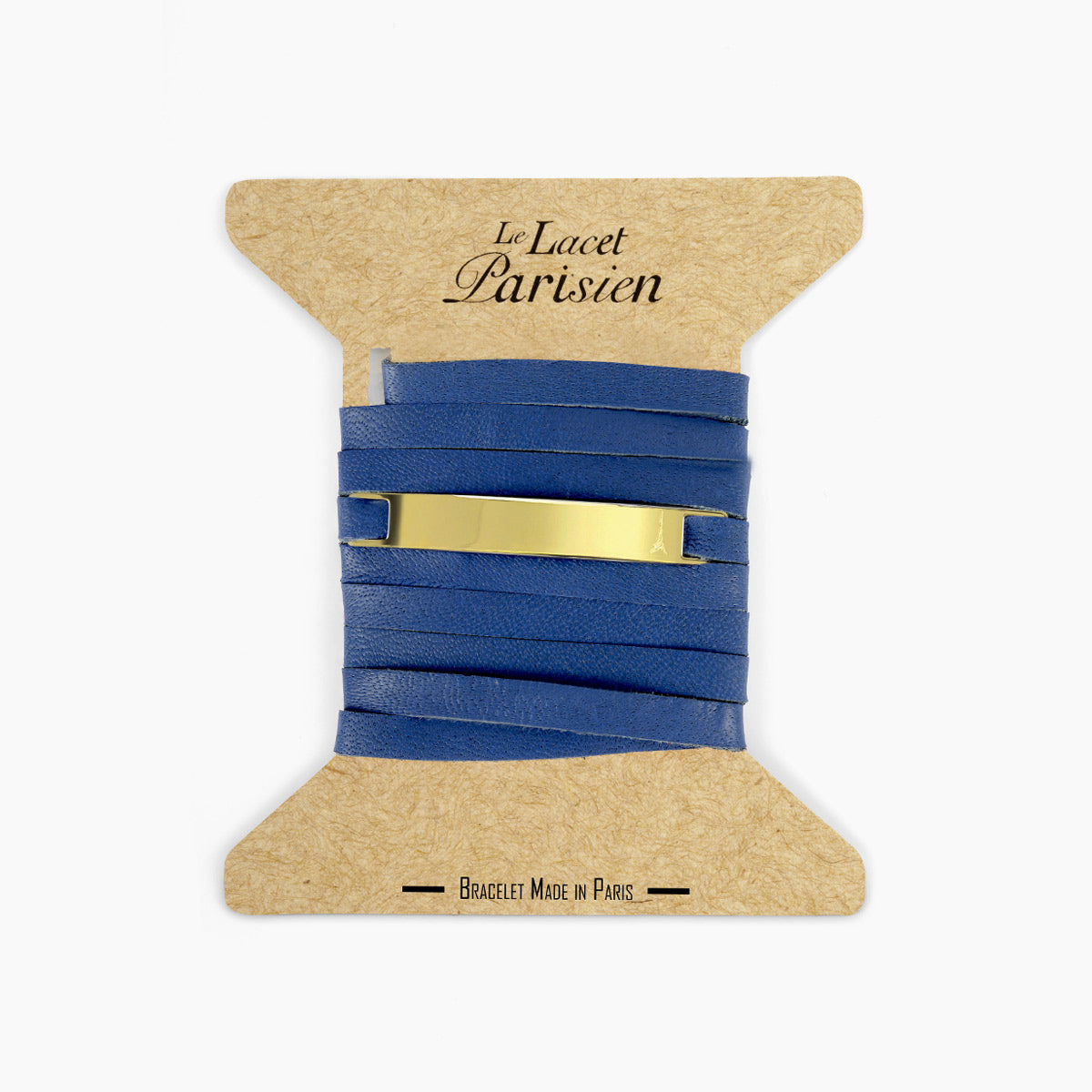 Bracelet personnalisé cuir bleu or