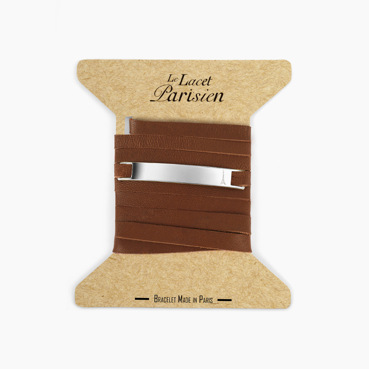 bracelet personnalisé cuir marron argent