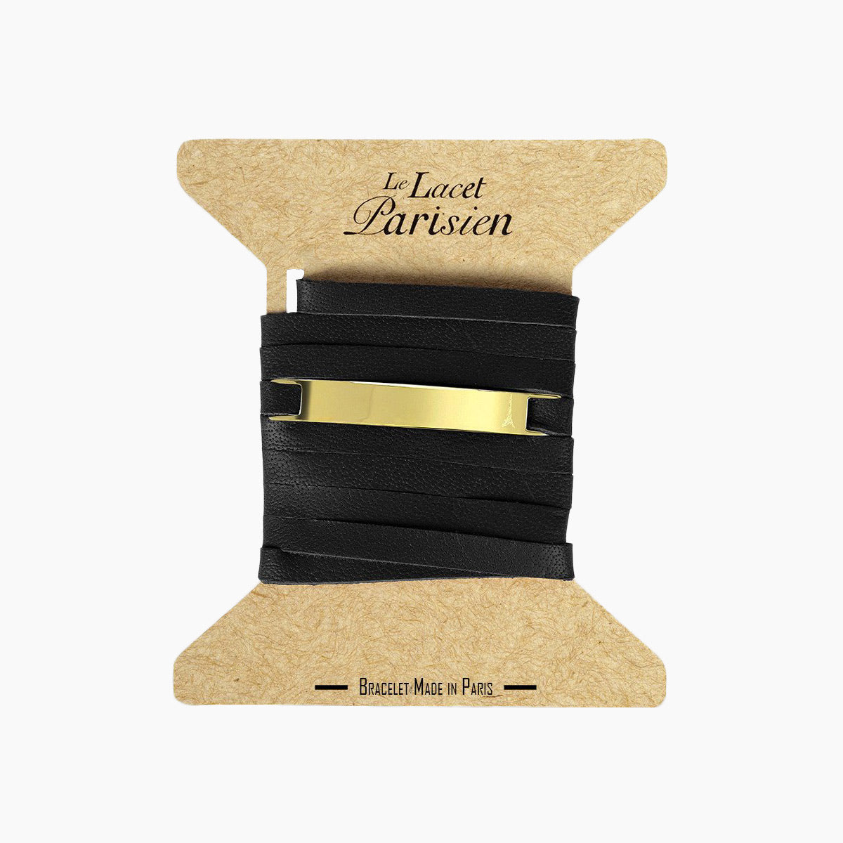 bracelet personnalisé cuir noir et or