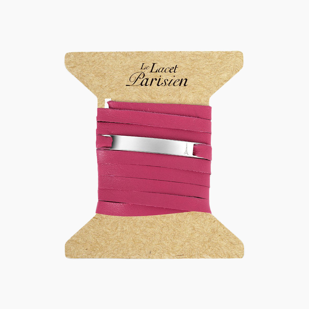 bracelet personnalisé cuir rose argent