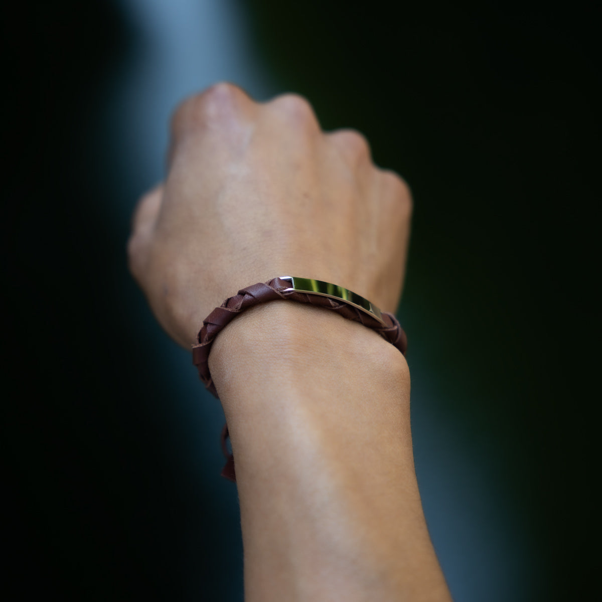 bracelet tressé personnalisable cuir marron