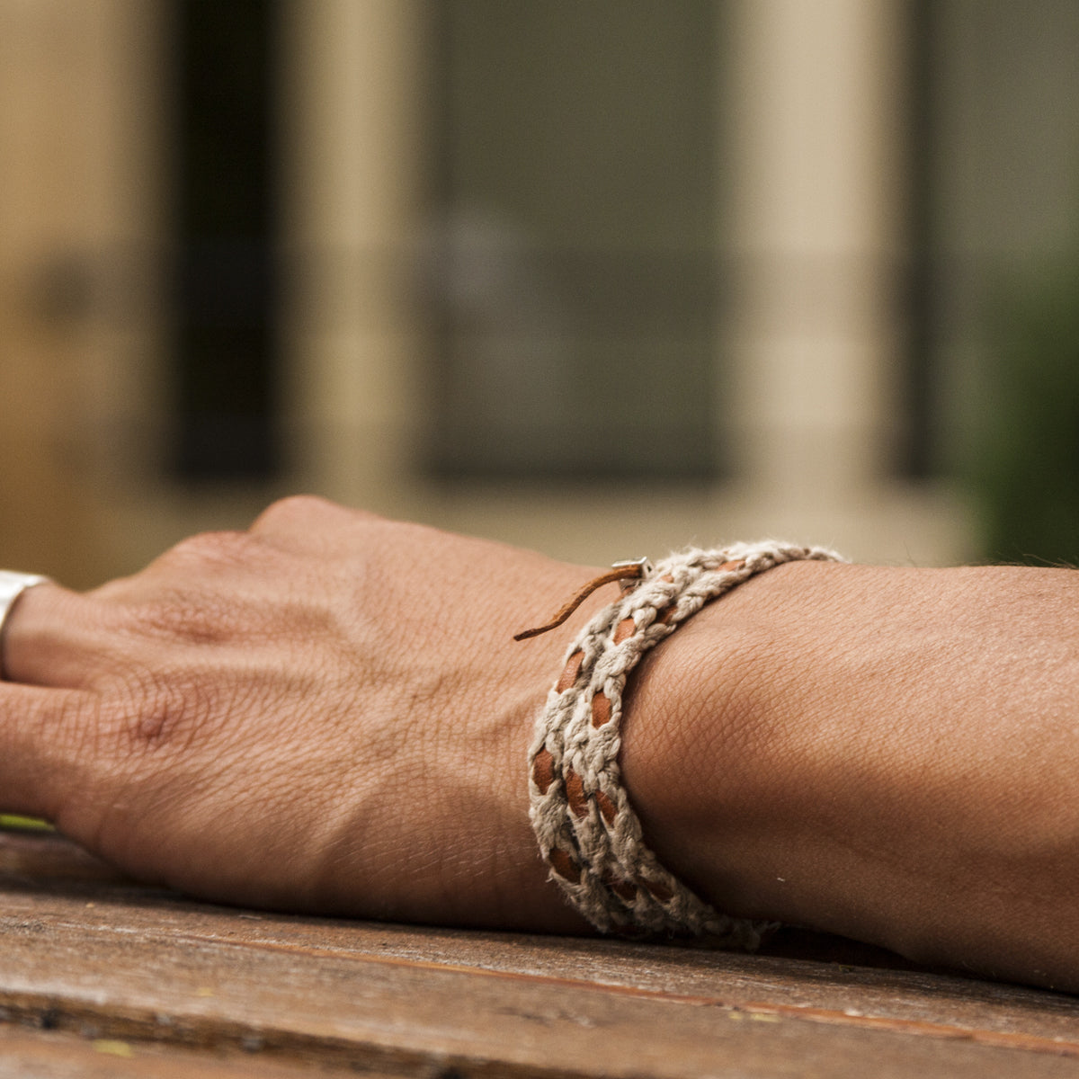 Triple blue braided bracelet
