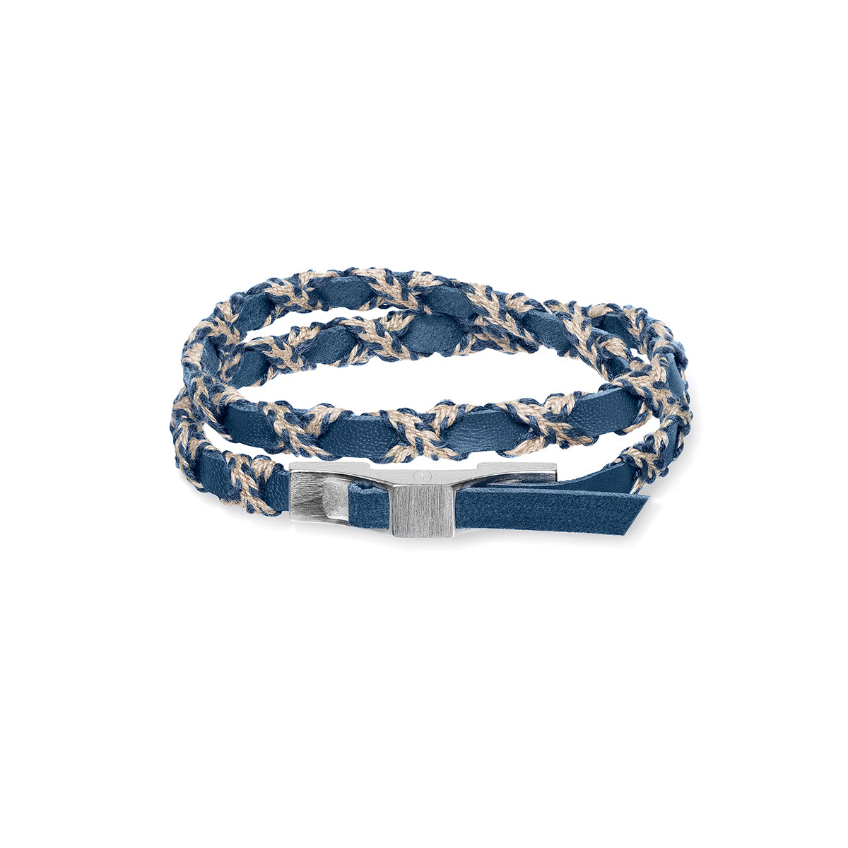 bracelet double tour bleu lacet parisien