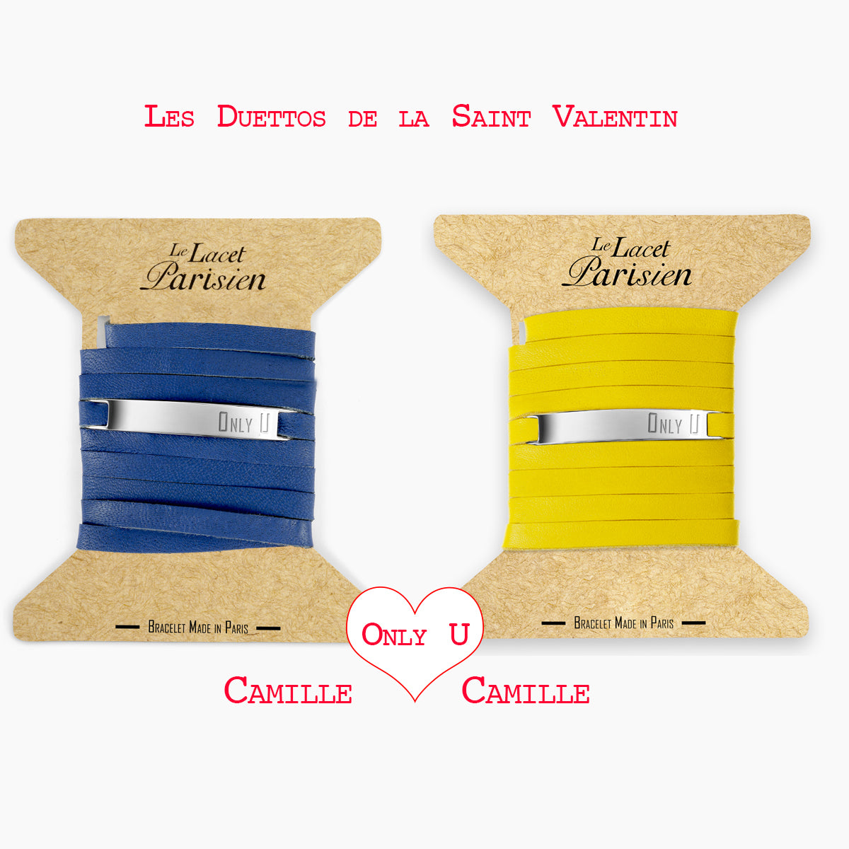 bracelet gravure love saint valentin jaune bleu