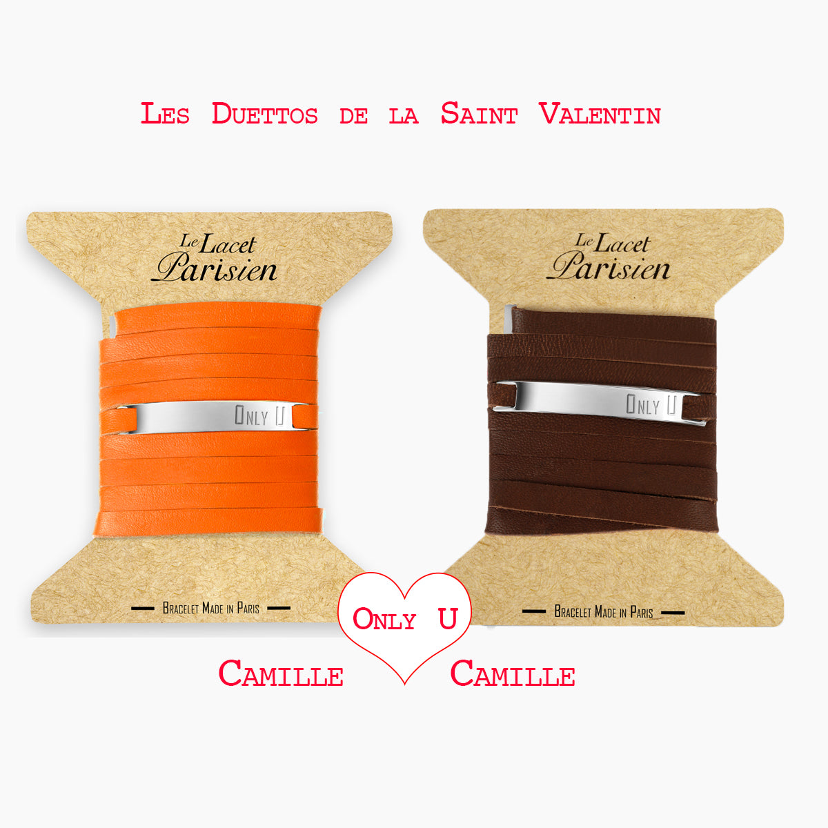 Bracelet duo message "Only U"