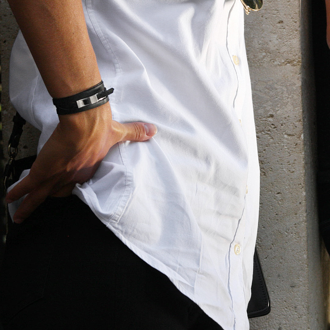 Bracelet cuir noir homme