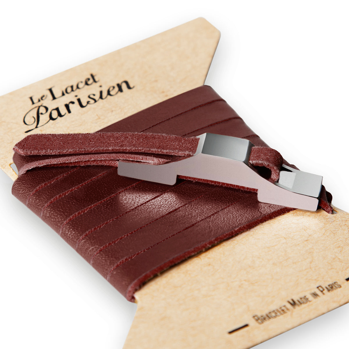 Bracelet cuir bordeaux - Le Gustave