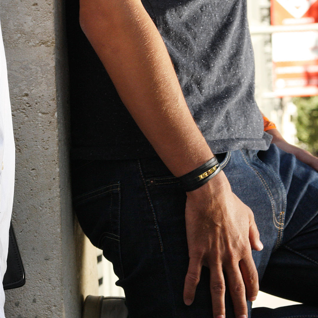 bracelet cuir noir personnalisé