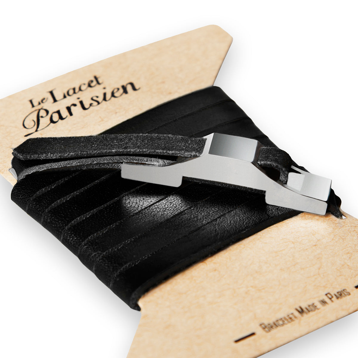 Bracelet cuir homme noir - Le Gustave