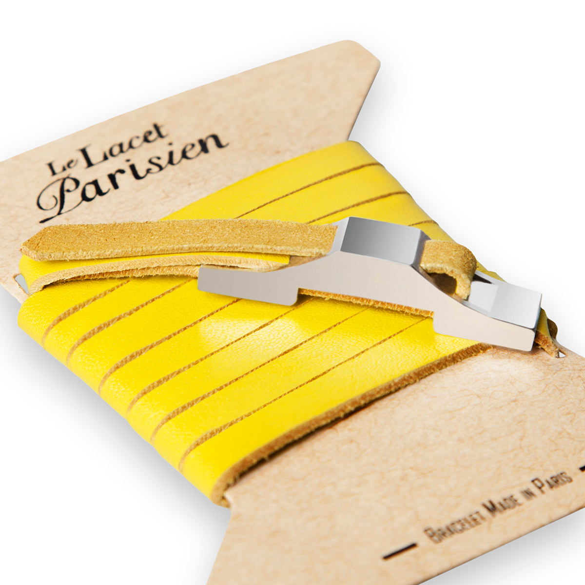 Bracelet cuir jaune - Le Gustave