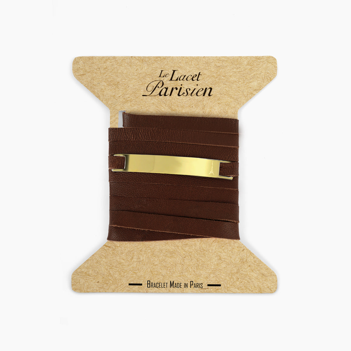 Bracelet cuir marron or  personnalisable