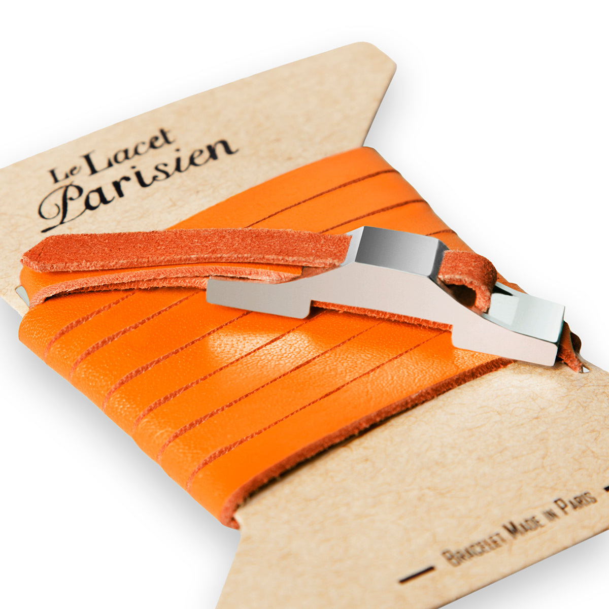 Bracelet cuir orange homme