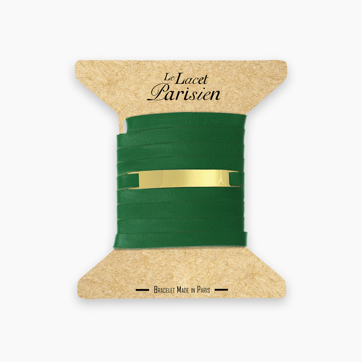 Bracelet cuir vert personnalisable or
