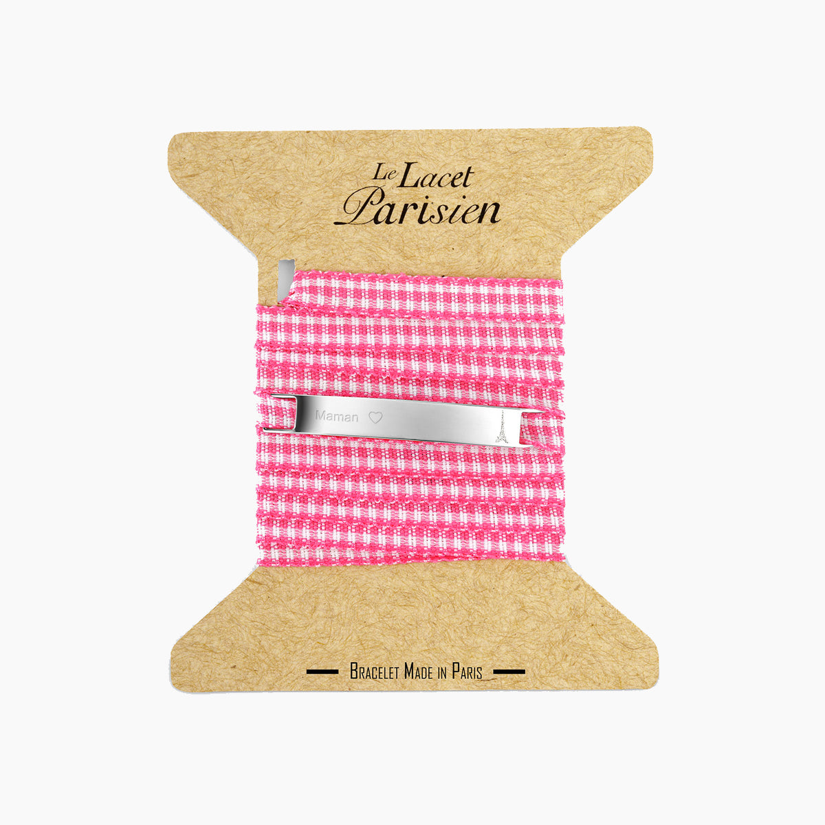 bracelet maman tissu vichy rose