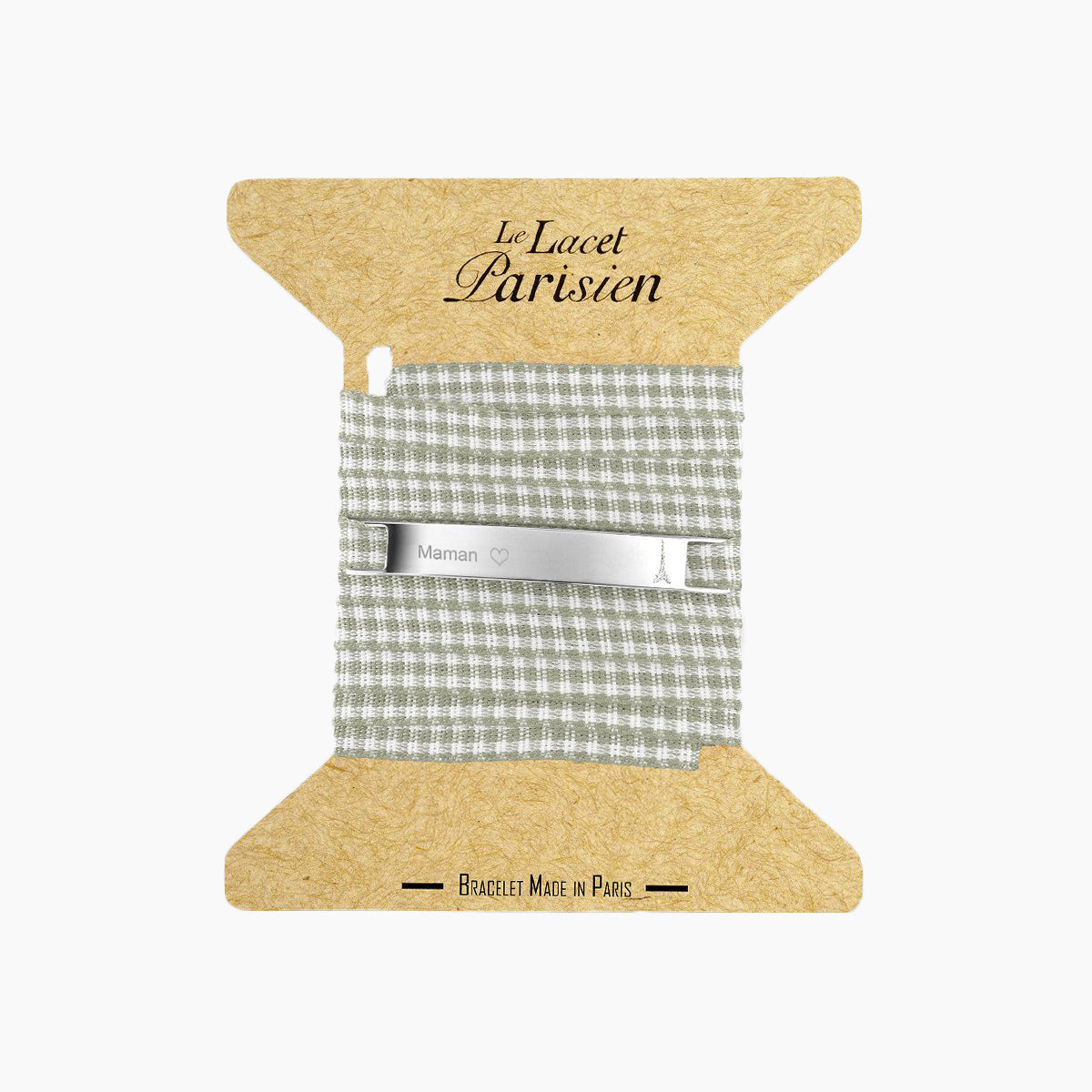 bracelet maman tissu vichy gris