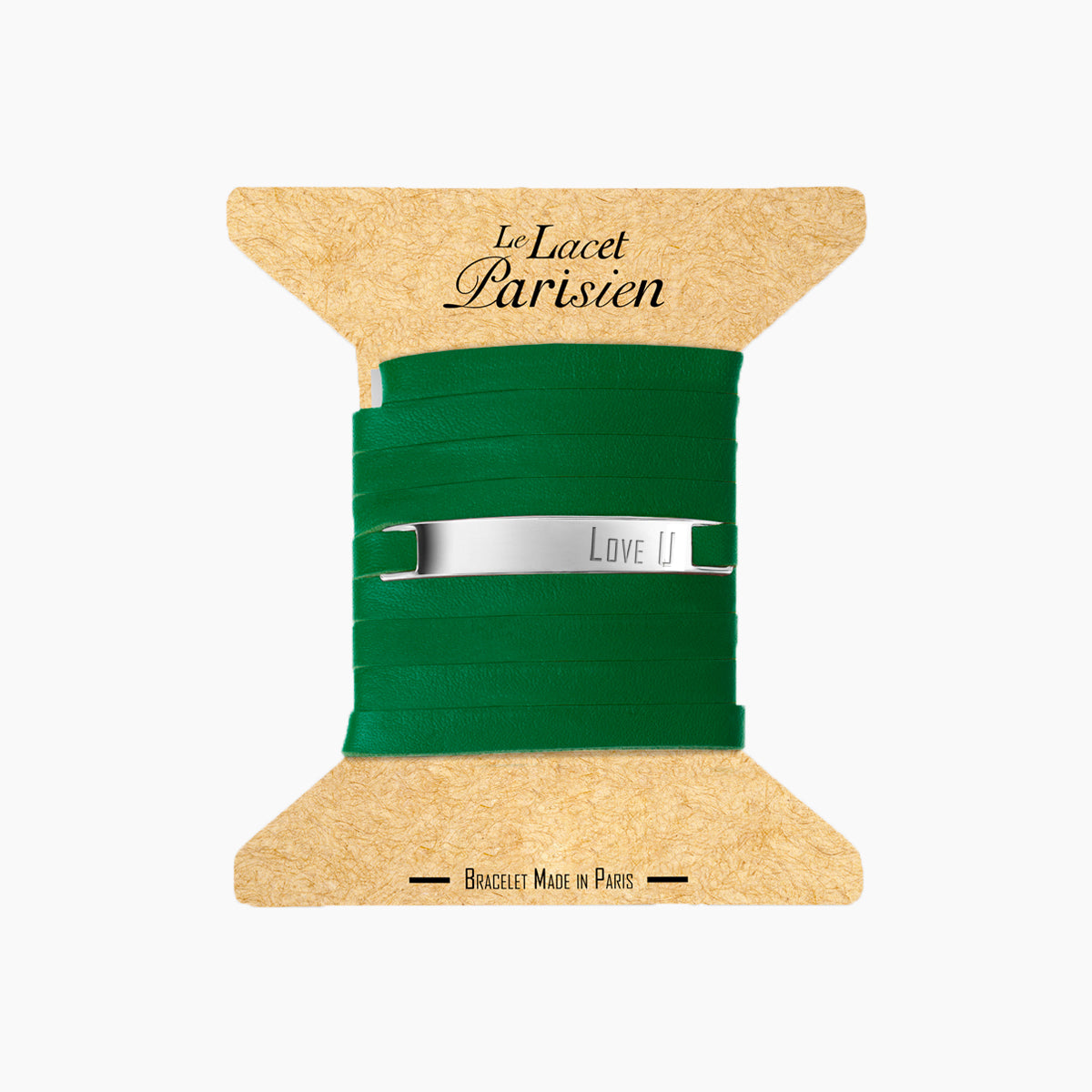 Bracelet message "LOVE U" vert